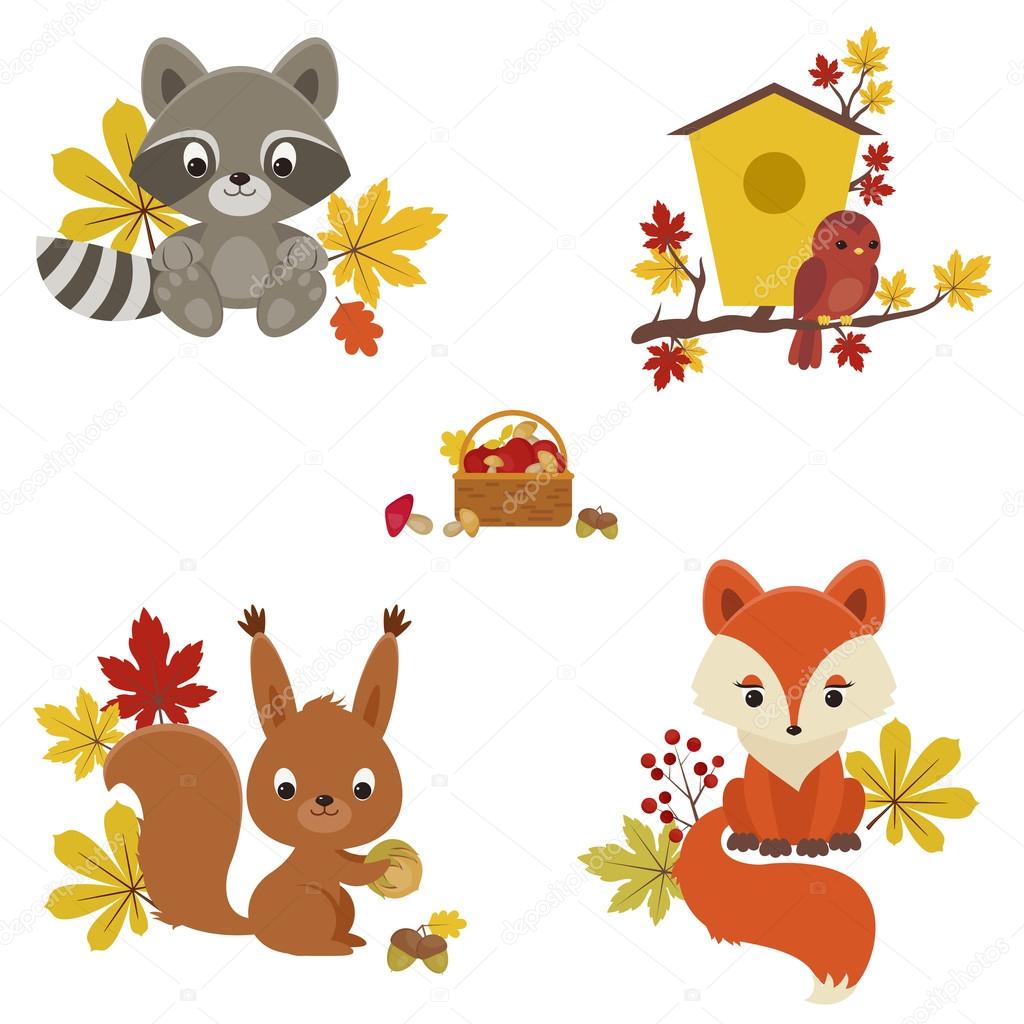 Woodland animals in autumn time. Stock Vector Image by ©Natalie-art #82523456 Woodland animals in autumn time. Stock Vector Image by ©Natalie-art #82523456
