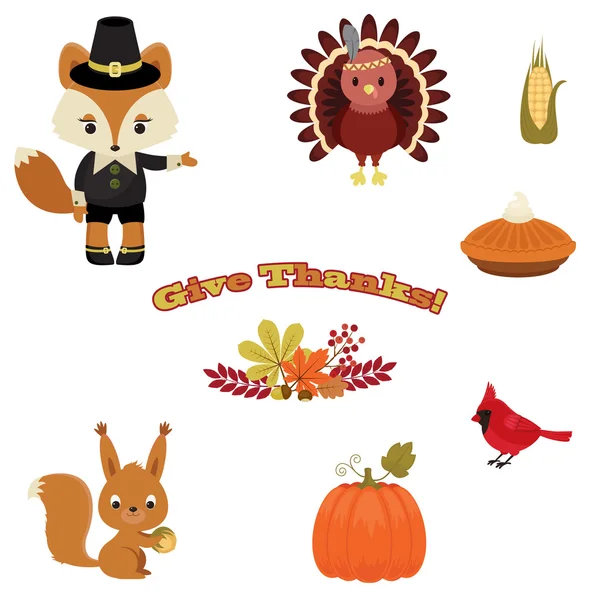 Belles icônes de Thanksgiving — Image vectorielle