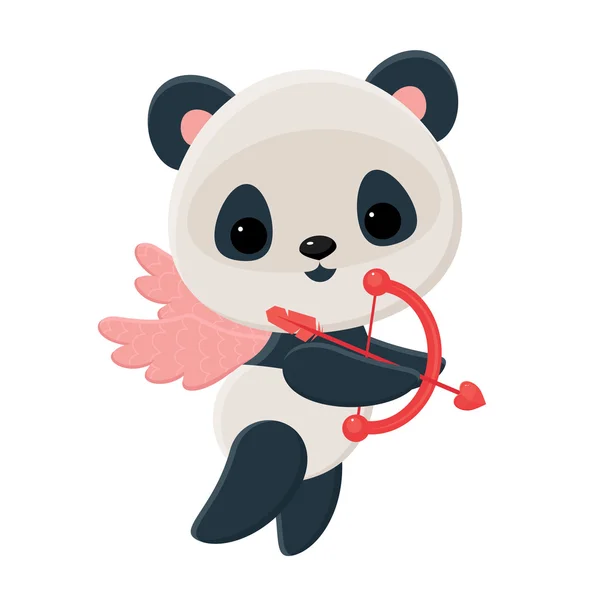 Panda Cupido. Isolato su bianco. Illustrazione vettoriale — Vettoriale Stock