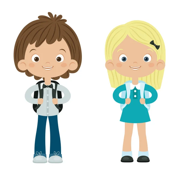 Шкільний хлопчик і дівчинка — стоковий вектор