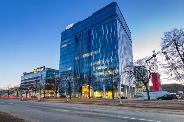 Modern épületek építészeti Olivia üzleti központ Gdanskban. — Stock Fotó