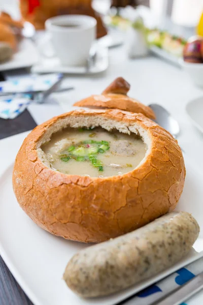 Easter traditional polish breakfast table — Stock Photo, Image