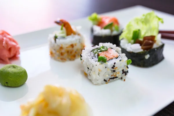 Sushi set on the plate — Stock Photo, Image