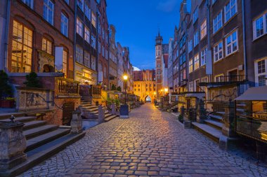 Güzel mimari St Mar) street, Gdansk, Polonya
