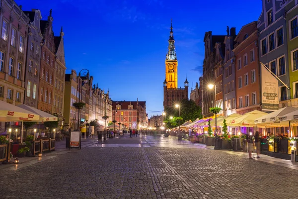 Architecture of the Long Lane in Gdansk at night, Poland — Stock Photo, Image