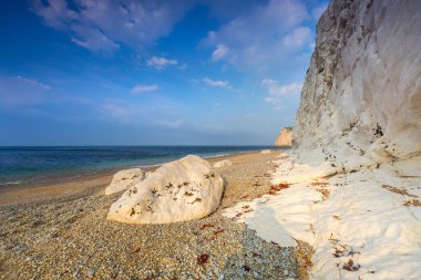 Dorset Jurassic Coast güzel kumsalda