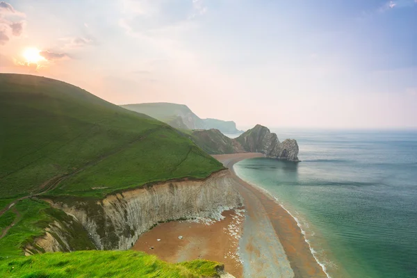 Piękna plaża na Jurassic Coast Dorset — Zdjęcie stockowe