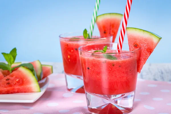 Gläser Wassermelonen-Smoothie — Stockfoto