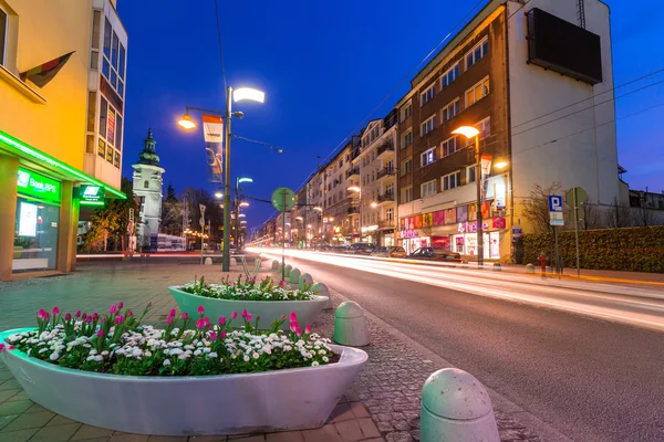 Şehir Merkezi Gdynia gece, Polonya — Stok fotoğraf