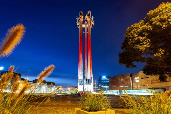 Gdansk Polonia Octubre 2020 Monumento Tres Cruces Plaza Solidaridad Europea — Foto de Stock