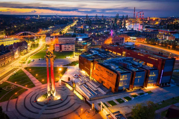 Gdansk Polonia Octubre 2020 Monumento Tres Cruces Plaza Solidaridad Europea — Foto de Stock