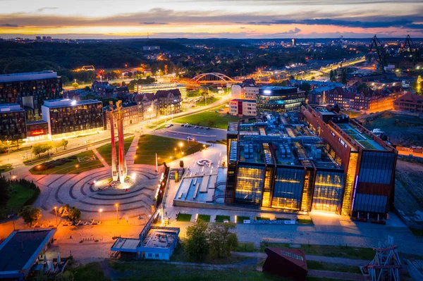 Gdansk Polônia Outubro 2020 Monumento Três Cruzes Praça Solidariedade Europeia — Fotografia de Stock