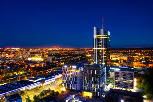 Gdansk Poland October 2020 Olivia Star Skyscraper Gdansk Oliwa Night — Stock Photo, Image