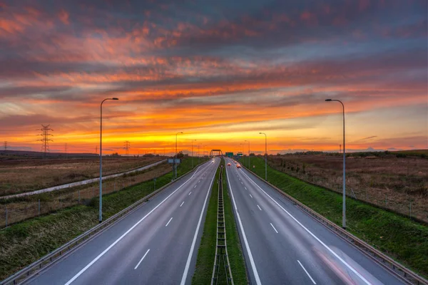 Amazing Sunset Tricity Beltway Poland — Stock Photo, Image
