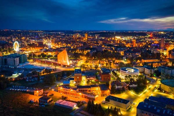 Вигляд Повітря Місто Гданськ Сутінках Польща — стокове фото