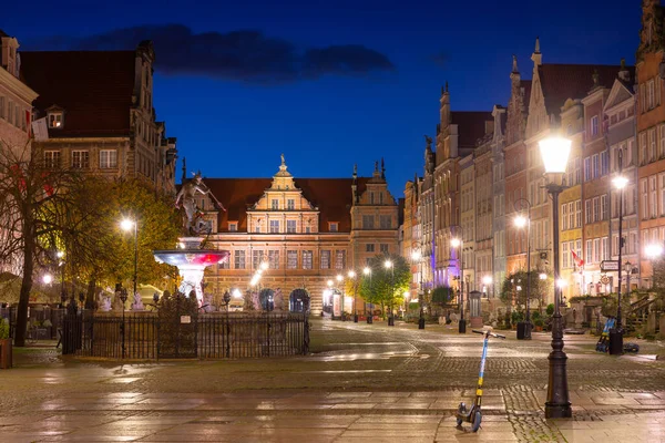 Gdansk Október 2020 Építészet Long Lane Gdansk Óvárosában Éjjel Lengyelország — Stock Fotó