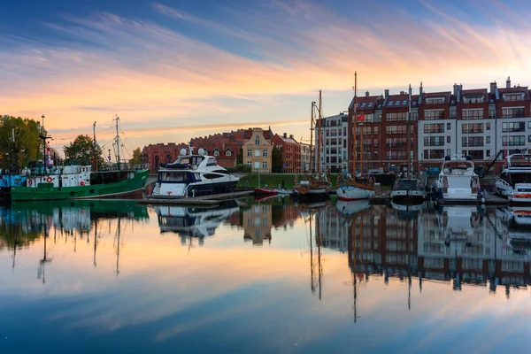 Gdansk October 2020 Marina Gdansk Old Town Parked Yachts Sunrise — Stock Photo, Image