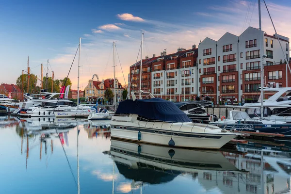 Gdansk October 2020 Marina Gdansk Old Town Parked Yachts Sunrise — Stock Photo, Image