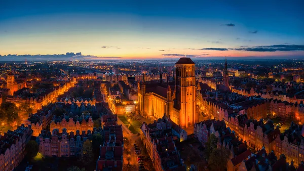 Aerial View Mary Basilica Gdansk Dawn Poland — Stock Photo, Image