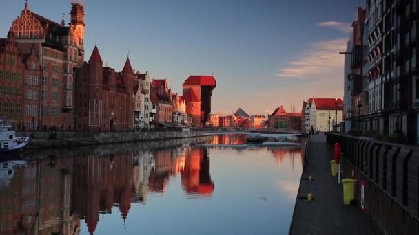 Gdansk Polonia Noiembrie 2020 Gdansk Frumos Oraș Vechi Deasupra Râului — Videoclip de stoc
