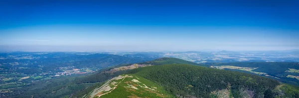 Paesaggio Montano Delle Montagne Karkonosze Dalla Cima Della Vetta Sniezka — Foto Stock