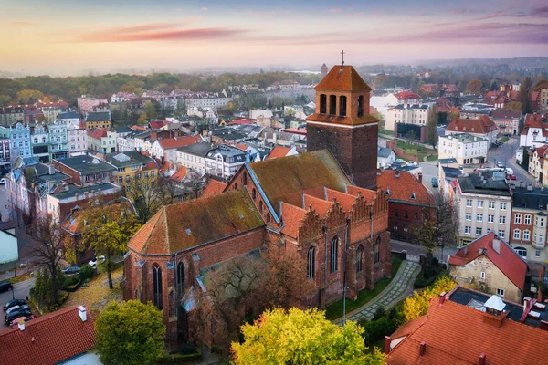 Increíble Amanecer Sobre Nebulosa Ciudad Tczew Río Vístula Polonia — Foto de Stock