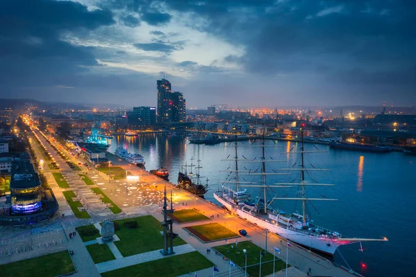 Paesaggio Incredibile Piazza Kosciuszko Gdynia Sul Mar Baltico Tramonto Polonia — Foto Stock