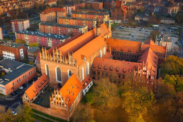 Polonya Daki Saint Trinity Kilisesi Ile Gdansk Şehir Merkezinin Hava — Stok fotoğraf