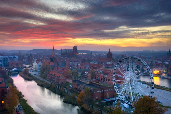 Increíble Paisaje Urbano Ciudad Gdansk Atardecer Polonia — Foto de Stock