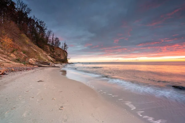 Paesaggio Incredibile Della Spiaggia Orlowo Scogliera Prima Dell Alba Gdynia — Foto Stock