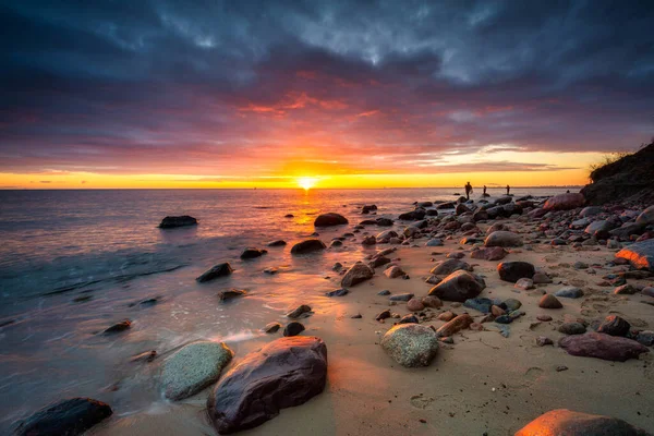 Paysage Incroyable Plage Orlowo Falaise Lever Soleil Gdynia Pologne — Photo