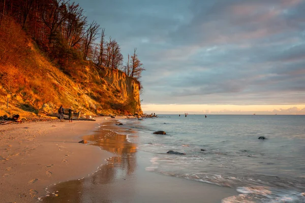 Paesaggio Incredibile Della Spiaggia Orlowo Scogliera Prima Dell Alba Gdynia — Foto Stock