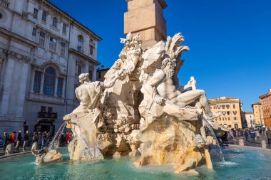 Roma, İtalya - 11 Ocak 2019: Roma, İtalya Piazza Navona 'nın mimari ve çeşmeleri