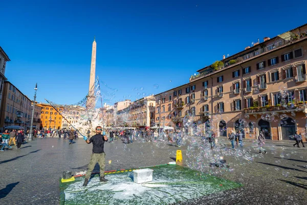 Roma Gennaio 2019 Persone Piazza Navona Roma Italia — Foto Stock