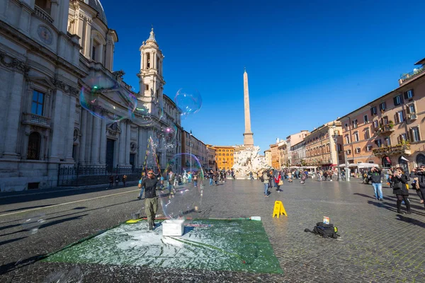 Ρώμη Ιταλία Ιανουαρίου 2019 Άνθρωποι Στην Piazza Navona Στη Ρώμη — Φωτογραφία Αρχείου