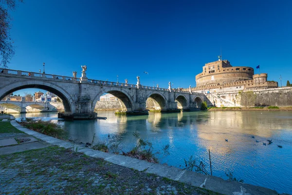 Roma Gennaio 2019 Ponte Sul Castello Sant Angelo Sul Tevere — Foto Stock