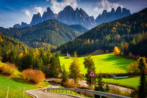 Landschap Van Dolomieten Met John Ranui Kapel Santa Maddalena Italië — Stockfoto