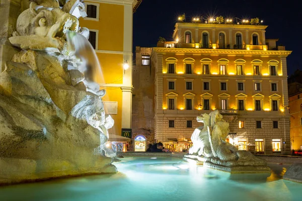 Rome Italie Janvier 2019 Fontaine Temple Panthéon Rome Nuit Italie — Photo