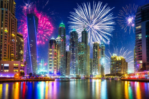 New Year Fireworks Display Dubai Uae — Stock Photo, Image