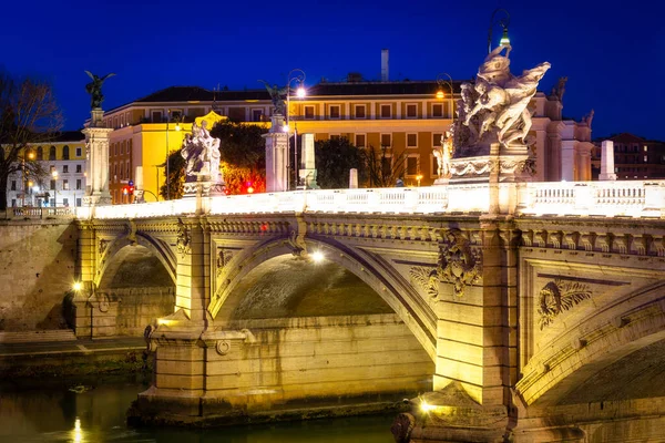 Szent Angyal Kastély Tiber Folyó Felett Rómában Éjjel Olaszországban — Stock Fotó