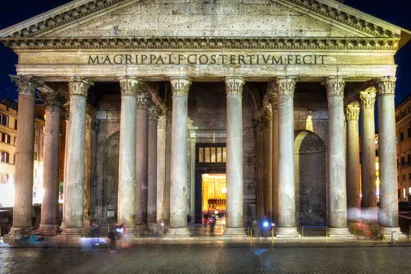 Roma Daki Pantheon Tapınağı Gece Talya — Stok fotoğraf