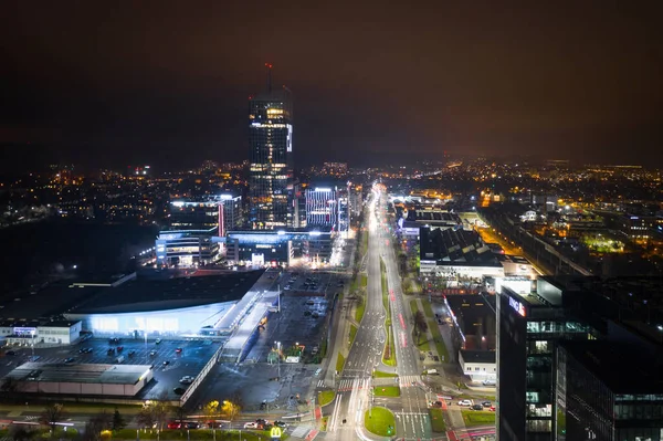Gdansk Lengyelország 2020 December Olivia Star Felhőkarcoló Gdansk Oliwában Éjszaka — Stock Fotó