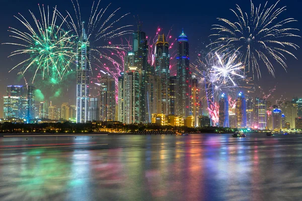 New Year Fireworks Display Dubai Uae — Stock Photo, Image