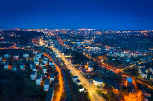 Aerial View Gdansk Orunia Dusk Poland — Stock Photo, Image