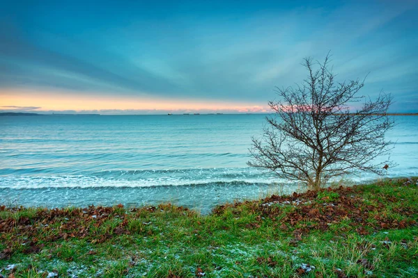 Oostzeestrand New Port Bij Zonsondergang Gdansk Polen — Stockfoto