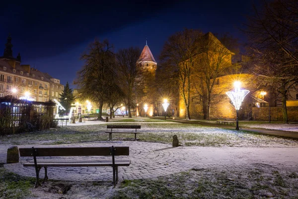 Vánoční Ozdoby Starém Městě Gdaňsku Úsvitu Polsko — Stock fotografie