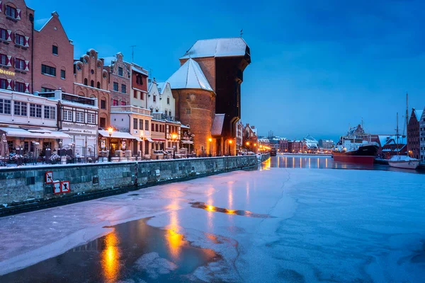 Gdansk Polonya Ocak 2021 Karlı Kış Mevsiminde Polonya Nın Motlawa — Stok fotoğraf