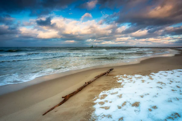 Vinterlandskap Snötäckt Strand Vid Östersjön Gdansk Polen — Stockfoto