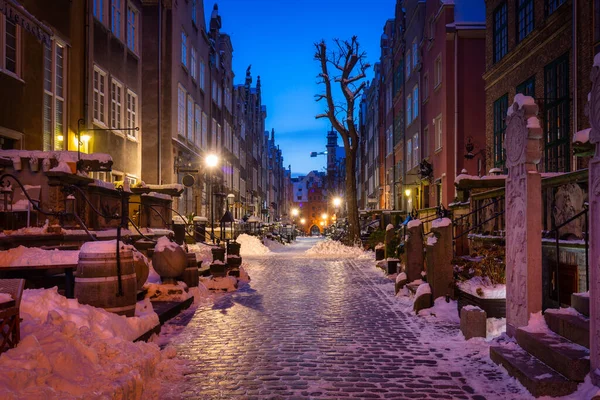 Vacker Mariacka Gata Gdansk Snöig Vinter Polen — Stockfoto