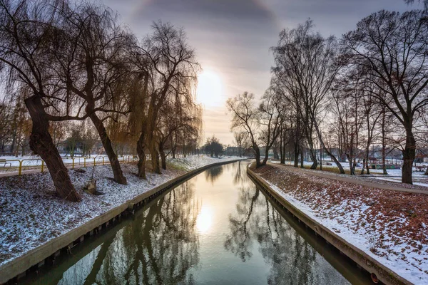 Halo Effect Sun Winter Park Pruszcz Gdanski Poland — Stock Photo, Image
